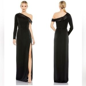 NWT Mac Duggal 26726 Black Long Sleeve Drop Shoulder Evening Gown Dress Size 8